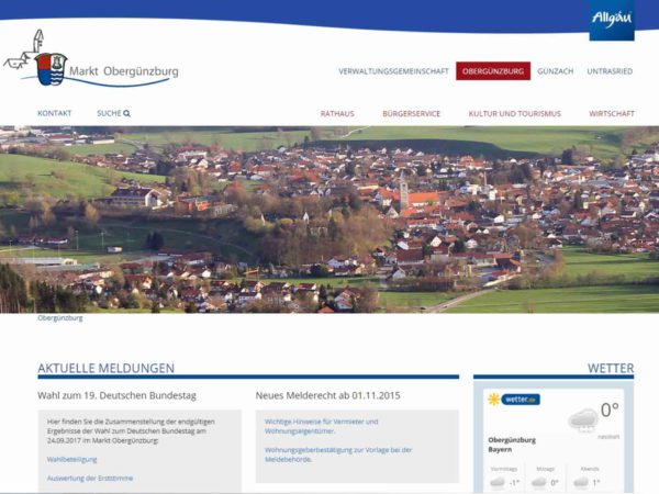 Homepage Markt Obergünzburg von der Werbeagentur Denkrausch im Allgäu