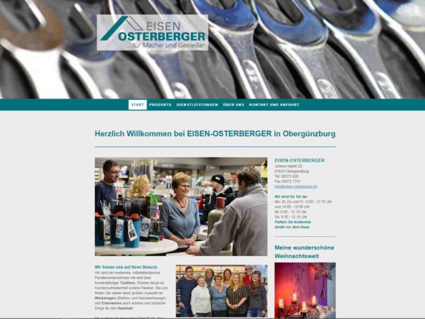 Homepage Eisen Osterberger von der Werbeagentur Denkrausch in Obergünzburg