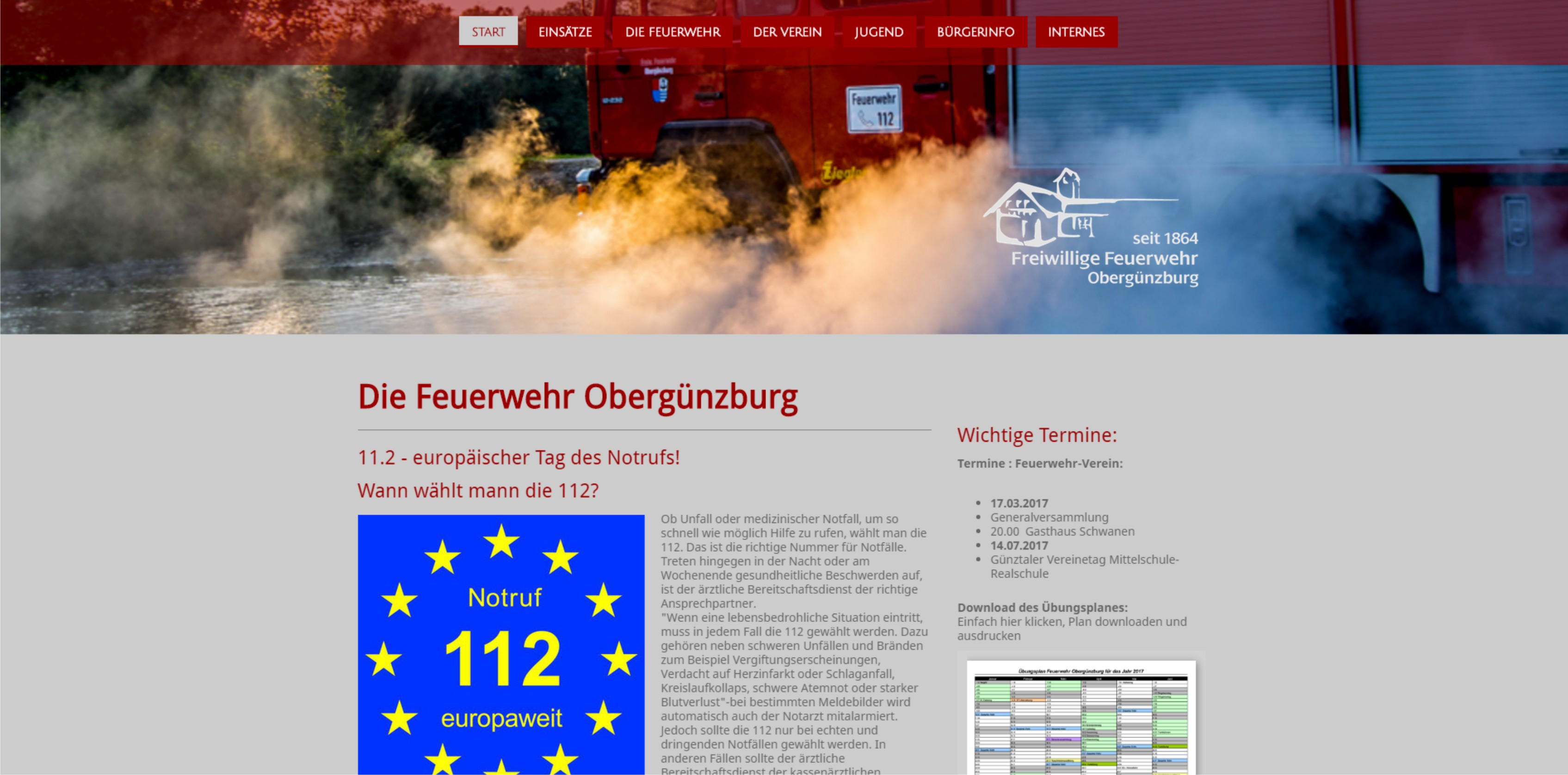 Homepage Freiwillige Feuerwehr Obergünzburg von der Werbeagentur Denkrausch im Allgäu