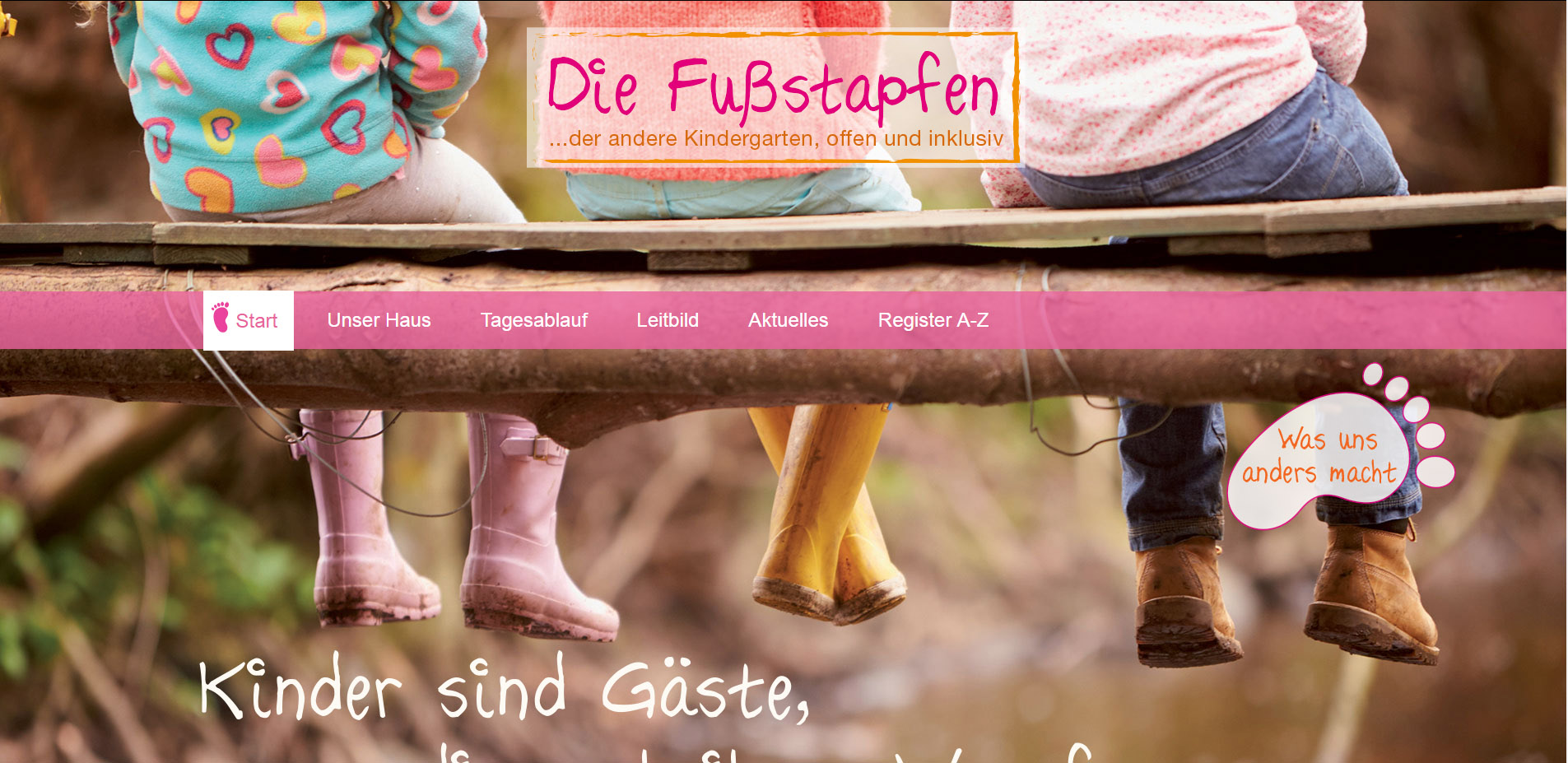 Homepage Kindergarten Fußstapfen von der Werbeagentur Denkrausch in Obergünzburg