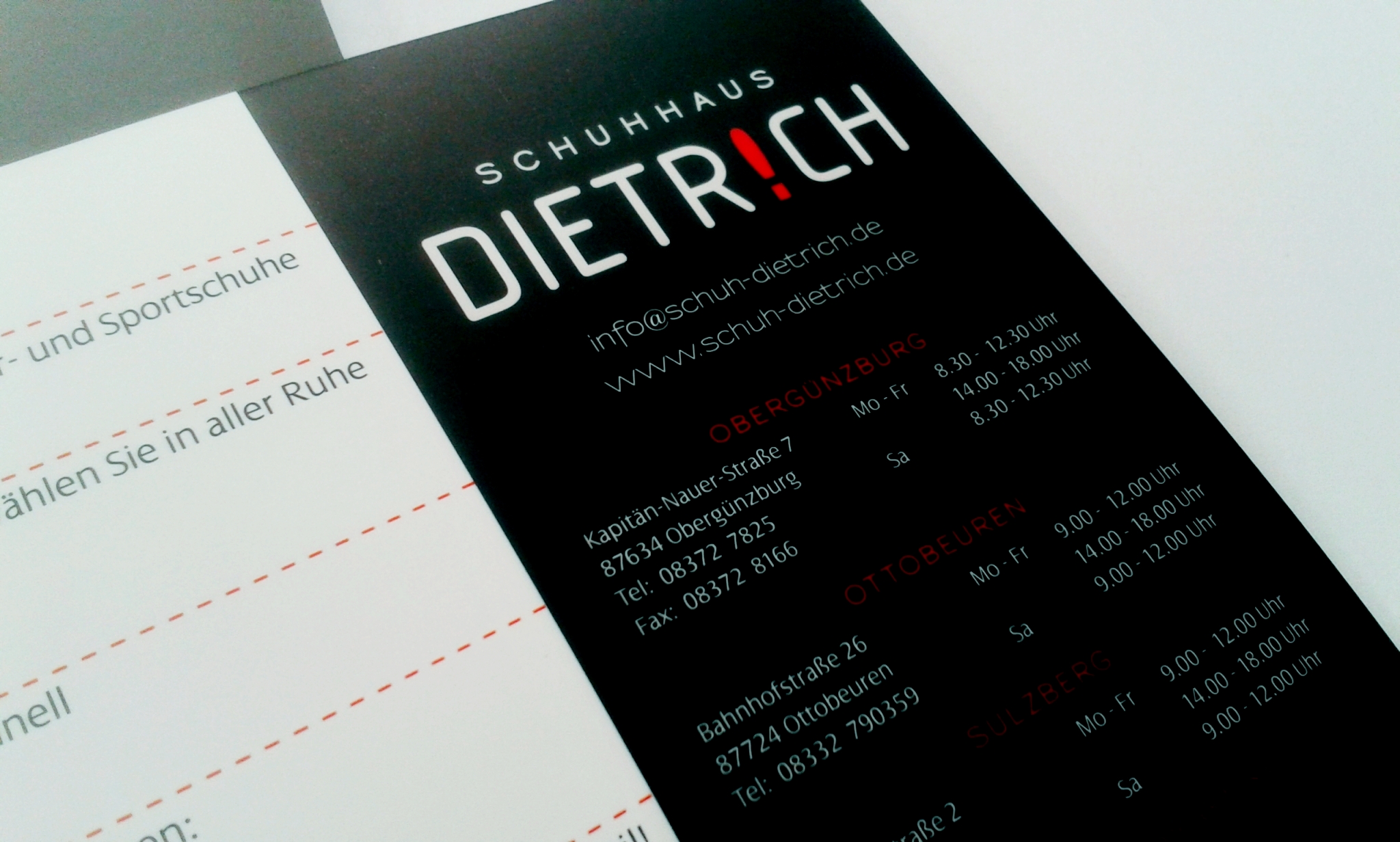 Flyer Schuhhaus Dietrich von der Werbeagentur Denkrausch im Allgäu